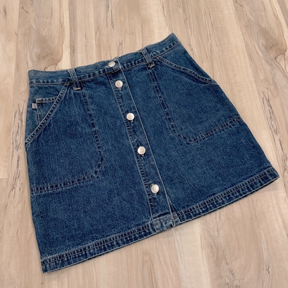 Vintage Quizz N.Y. Front Button Mini Jean Skirt